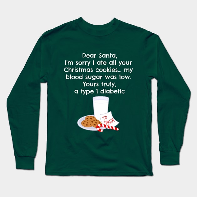 Santa Christmas Cookies Long Sleeve T-Shirt by TheDiabeticJourney